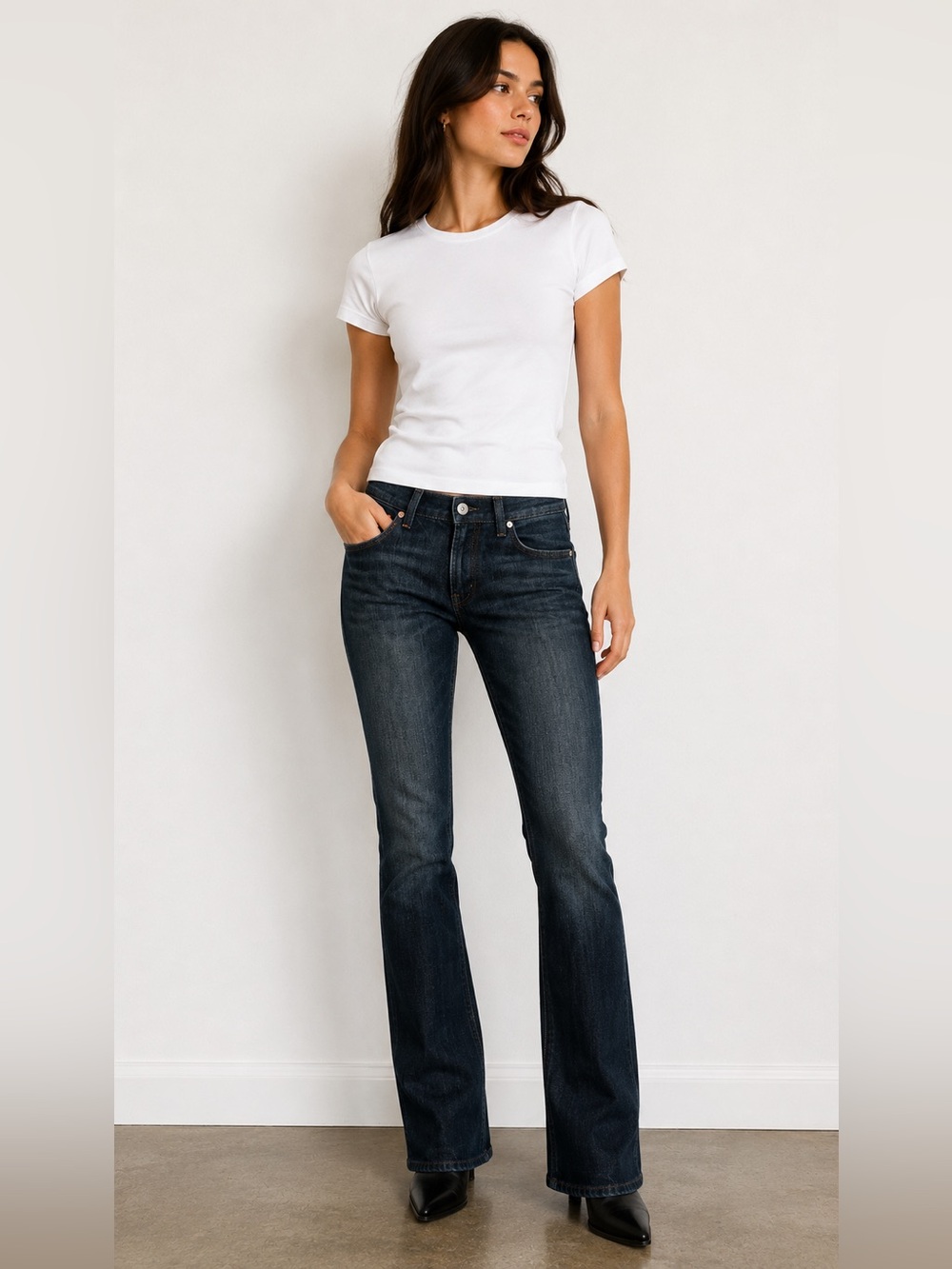 Hugo Boss BOSS Bootcut Jeans Womens 25x34 Dark Wash Mid Rise Stretch Denim